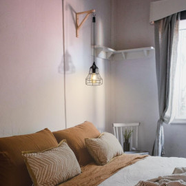 JHY DESIGN bateriju lampa ar metāla režģa korpusu – melna, ģeometriska dizaina.