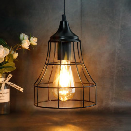 JHY DESIGN bateriju lampa ar metāla režģa korpusu – melna, ģeometriska dizaina.