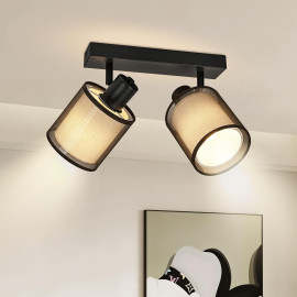 Doughelec griestu lampa ar 2 gaismas avotiem – melna, Retro/Vintage stilā, E14.