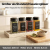 EDELHAUS garšvielu burciņas, 12 × 200 ml, kvadrātveida, ar regulējamiem vāciņiem.