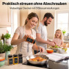 EDELHAUS garšvielu burciņas, 12 × 200 ml, kvadrātveida, ar regulējamiem vāciņiem.
