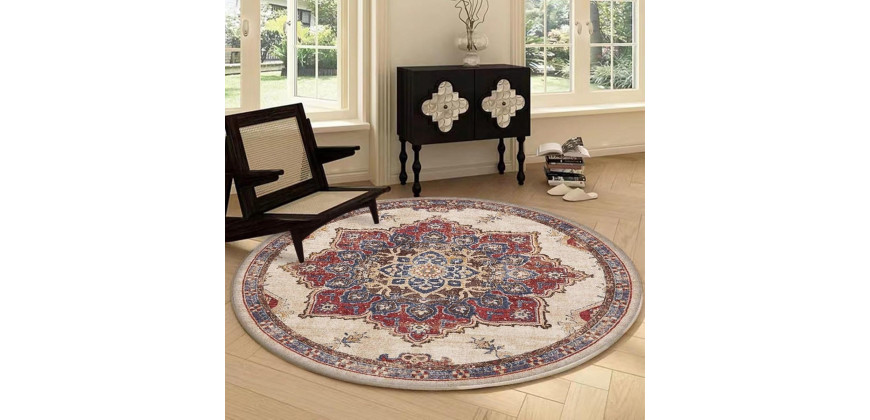 Decor Retro Bohemian apaļš, mīksts paklājs, 120x120 cm.