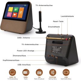 HassoKon portatīvais DVB-T2 digitālais mini televizors 1080P HD.