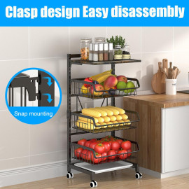 4 līmeņu virtuves rati uz riteņiem.