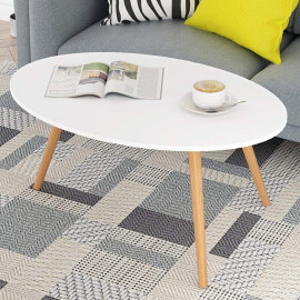 Kafijas galdiņš viesistabai, ovāls ar glabāšanas plauktu, izturīga konstrukcija,(krāsa: balta, izmērs: 80x40x41 cm).