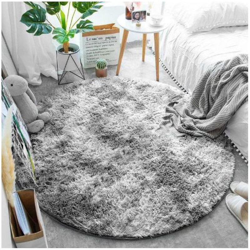 Paklājs Strado Round Shaggy Ombre 140x140 Ombre Silver.