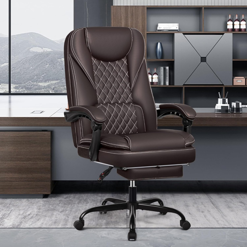 DoChair ergonomisks biroja krēsls ar kāju balstu – Mocha krāsā (līdz 150 kg).