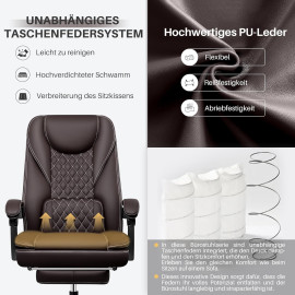 DoChair ergonomisks biroja krēsls ar kāju balstu – Mocha krāsā (līdz 150 kg).