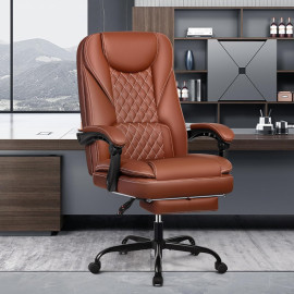 DoChair ergonomisks mākslīgās ādas biroja krēsls ar kāju balstu – brūns (Chestnut).