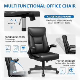 Executive biroja krēsls BestEra – ergonomisks, mākslīgās ādas, regulējams (melns).