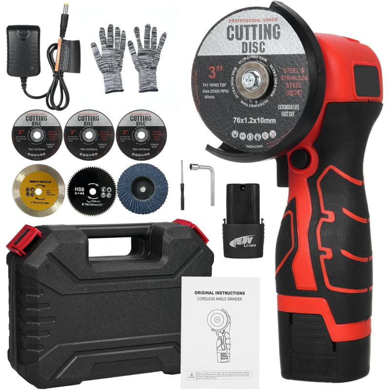 Akumulatora leņķa slīpmašīna.