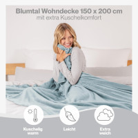 Blumtal flīsa pleds 150 × 200 cm – gaiši zils, OEKO-TEX® sertificēts.