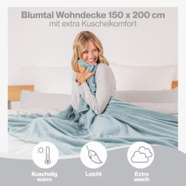 Blumtal flīsa pleds 150 × 200 cm – gaiši zils, OEKO-TEX® sertificēts.