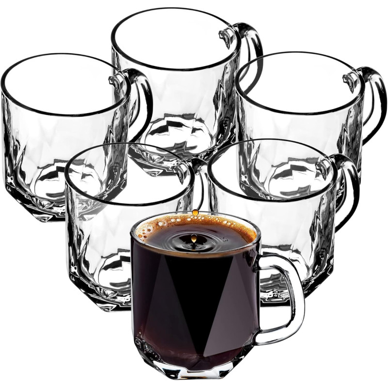 KADAX stikla krūzes ar rokturi Frida, 300 ml, 6 gab., karstajiem un aukstajiem dzērieniem.