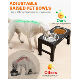 “Toozey” augstumā regulējams suņu barojamo bļodu statīvs.