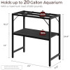 Mahancris akvārija statīvs līdz 20 galoniem ar 2 līmeņu plauktiem (melns).