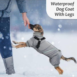 Silta suņu jaka ar iejūgu – ūdensnecaurlaidīga ziemas jaka ar rāvējslēdzēju (XL izmērs).