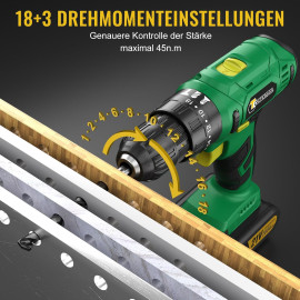 Conentool bezvadu skrūvgriezis 21 V, bezvadu urbjmašīnas komplekts.