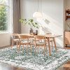 IKALIFE Vintage stila paklājs viesistabai ar īsu plūksnu un neslīdošu pamatni, īpaši mīksts ar ziedu dizainu, 200 x 300 cm, zaļš.