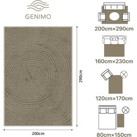 GENIMO mazgājams paklājs ar koku gadskārtu rakstu.
