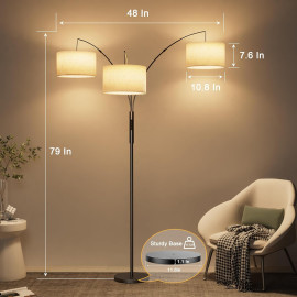36 W LED stāvlampa ar 3 auduma abažūriem "Sibrille".
