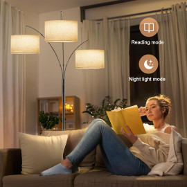36 W LED stāvlampa ar 3 auduma abažūriem "Sibrille".