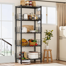 “Forthcan” 5 līmeņu uzglabāšanas plaukts, metāla stiepļu plauktu bloks, uzglabāšanas statīvs, regulējams augstums.