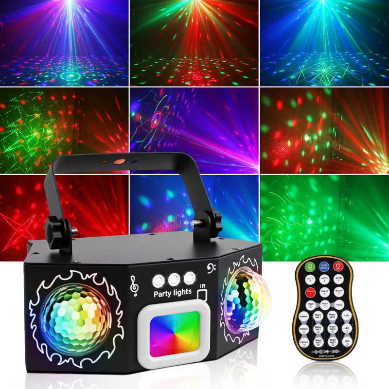Disko gaisma ar divām disko bumbiņām, disko gaismas ballītēm, skaņas aktivizētas ballīšu gaismas, RGB stroboskopiska skatuves efekta gaisma DJ KTV kluba [F enerģijas klase].