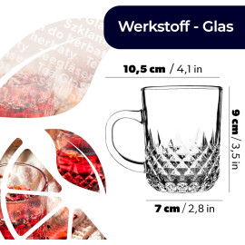 KADAX tējas glāzes ar rokturiem, 230 ml, 6 gab.