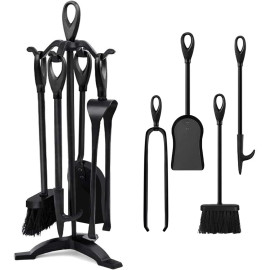 Amagabeli dārza, mājas kamīna komplekts 5 gab., melns.