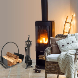 Amagabeli dārza, mājas kamīna komplekts 5 gab., melns.