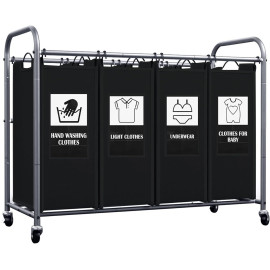 AWTATOS veļas grozs ar 4 nodalījumiem uz riteņiem.