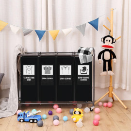 AWTATOS veļas grozs ar 4 nodalījumiem uz riteņiem.