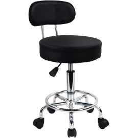 KKTONER mākslīgās ādas krēsls ar vidusdaļas atzveltni un kāju balstu, regulējamu augstumu, biroja datora mājas rasēšanas grozāmais darba krēsls ar riteņiem (melns).