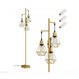 “Edishine ”LED 3 suldžu stāvlampa, zelta krāsā,  regulējama, 4 W, E27.