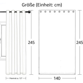 TOPICK 2 paneļu necaurspīdīgi aizkari ar metāla riņķiem, logu dekorēšanai, 245 x 140 cm.