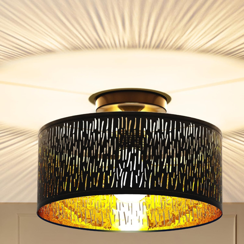 FRIDEKO HOME moderna griestu lampa –  Ø 30 cm, E27, 1 spuldze, auduma abažūrs guļamistabai, viesistabai, virtuvei, gaitenim.