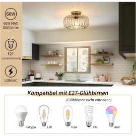 FRIDEKO HOME griestu lampa melnā krāsā ar zeltainu (bronzas) akcentu.