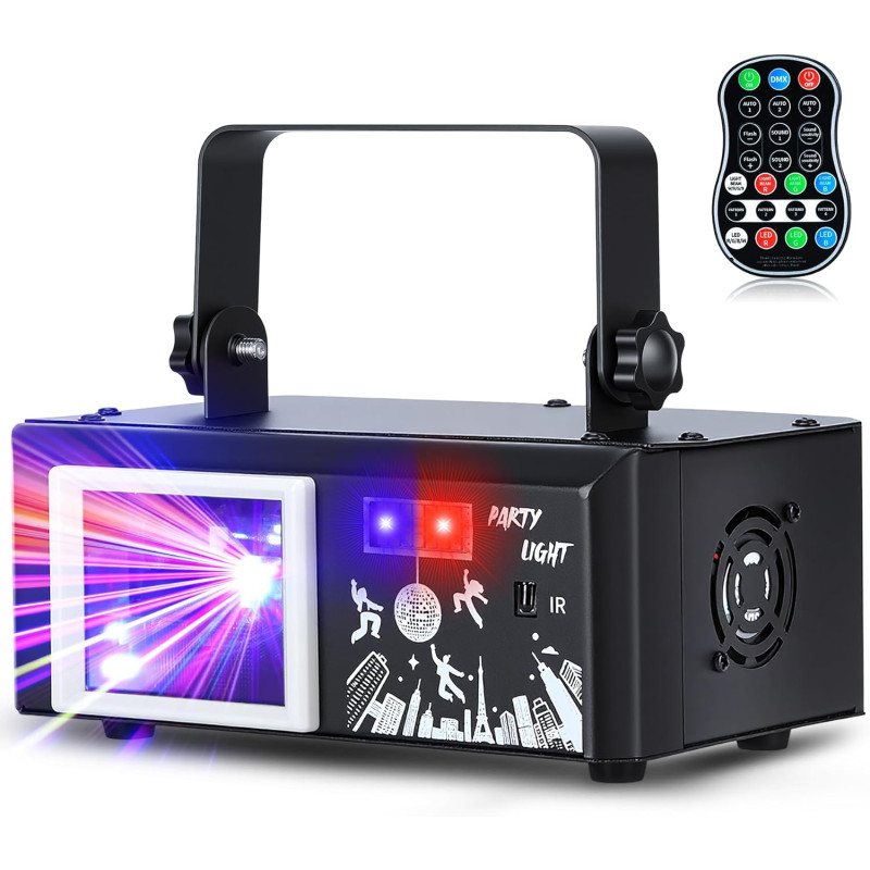 DJ disko lampa / ballīšu apgaismojums, 6-in-1 RGBW gaismas efekts, DMX stroboskops ar tālvadības pulti.