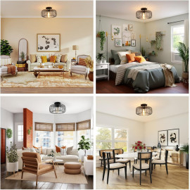 FRIDEKO HOME griestu lampa melnā krāsā ar zeltainu (bronzas) akcentu.