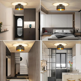FRIDEKO HOME moderna griestu lampa –  Ø 30 cm, E27, 1 spuldze, auduma abažūrs guļamistabai, viesistabai, virtuvei, gaitenim.