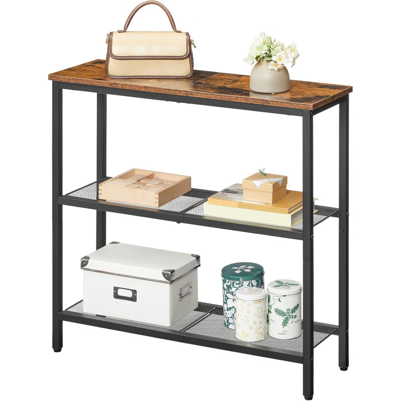 HOOBRO 3 līmeņu konsoles galdiņš ar 2 sieta plauktiem.