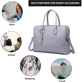 Miss Lulu rokassomiņa, klēpjdatora soma, plecu soma, Retro stila, eleganta, sieviešu, pelēka.