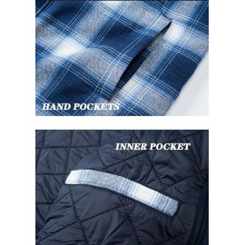 KEFITEVD Vīriešu termo stepēta jaka ar krūšu kabatu, flaneļa oderi 3XL