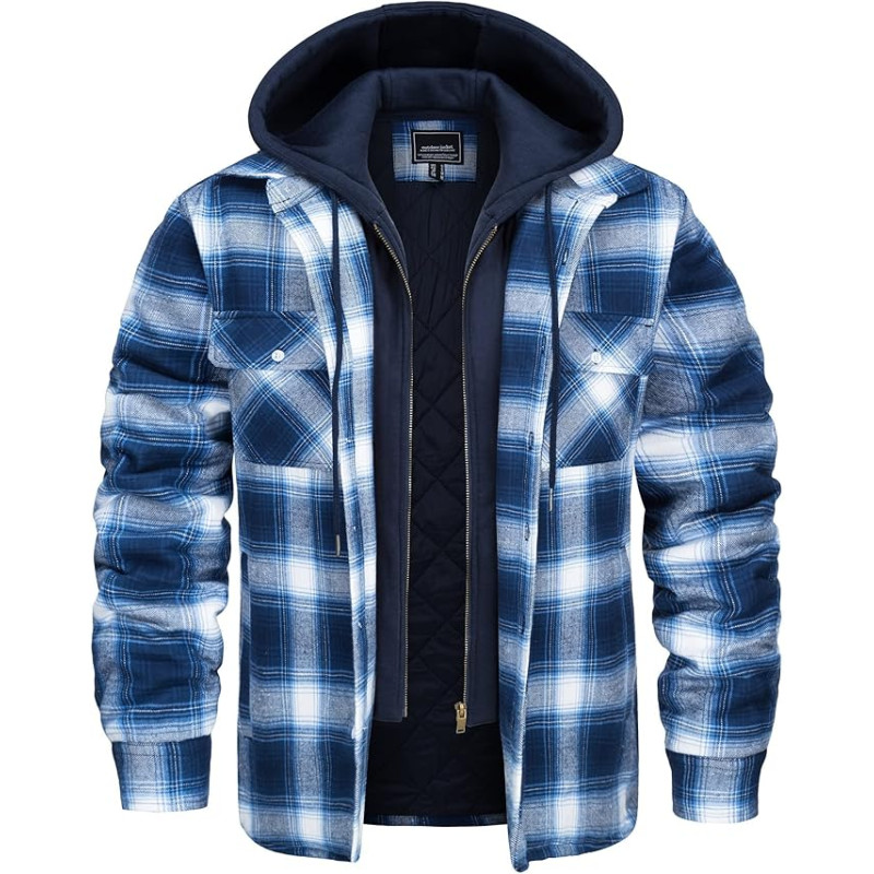 KEFITEVD Vīriešu termo stepēta jaka ar krūšu kabatu, flaneļa oderi 3XL