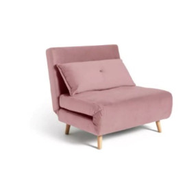 Habitat Roma vienvietīga samta krēsla gulta - rozā 943/1168.