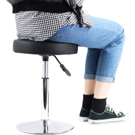 FURWOO apaļš mākslīgās ādas krēsls, melns.