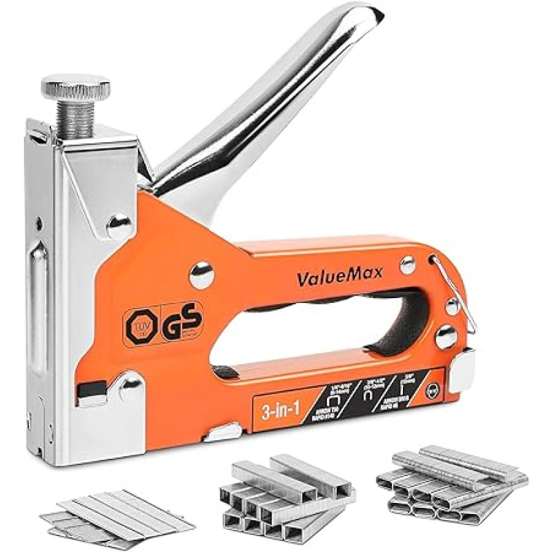 ValueMax skavotāju pistoles komplekts, 3 in 1 skavotājs ar 3000 skavām mēbelēm, kokam, DIY, amatniecībai