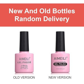 AIMEILI Soak Off U V LED Hot Pink Gel Nail Polish - Neon Peachy Pink (056) 10ml
