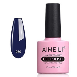AIMEILI Soak Off U V LED Blue Gel Nail Polish - Blue (030) 10ml